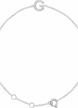 14K White Gold 1/10 CTW Natural Diamond Initial A 6-7