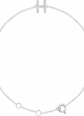 14K White Gold 1/10 CTW Natural Diamond Initial A 6-7