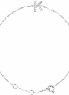 14K White Gold 1/10 CTW Natural Diamond Initial A 6-7
