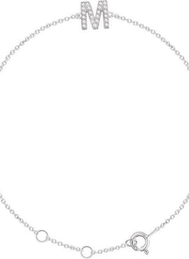 14K White Gold 1/10 CTW Natural Diamond Initial A 6-7
