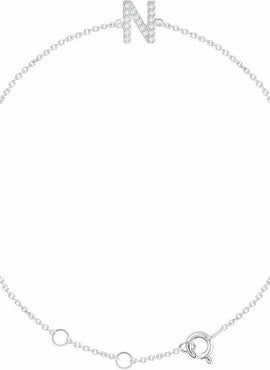 14K White Gold 1/10 CTW Natural Diamond Initial A 6-7