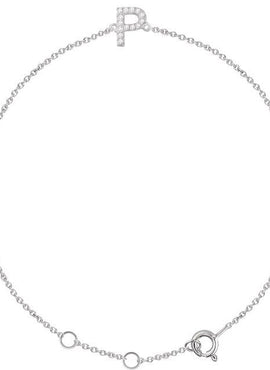 14K White Gold 1/10 CTW Natural Diamond Initial A 6-7