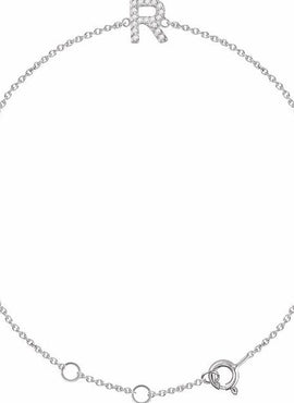 14K White Gold 1/10 CTW Natural Diamond Initial A 6-7