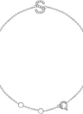 14K White Gold 1/10 CTW Natural Diamond Initial A 6-7
