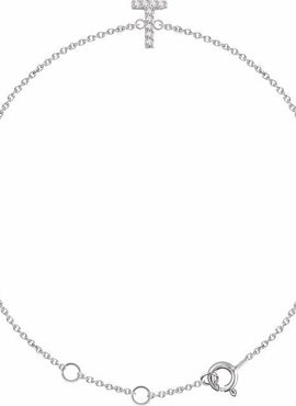 14K White Gold 1/10 CTW Natural Diamond Initial A 6-7