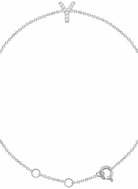 14K White Gold 1/10 CTW Natural Diamond Initial A 6-7
