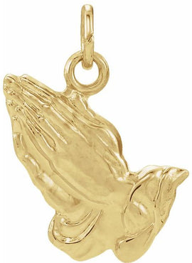 14K Yellow Gold 15.75x13 mm Praying Hands Pendant