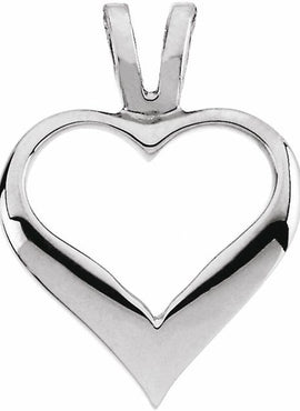 14K White Gold 12 mm Heart Pendant