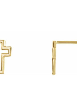 14K White Gold Open Cross Earring