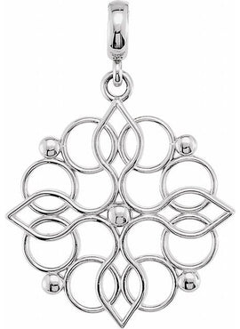 14K White Gold Floral Pendant