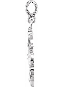 14K White Gold Floral Pendant