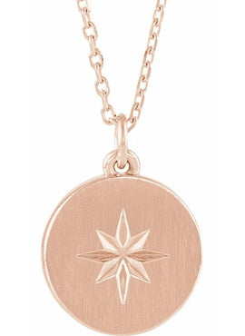 14K White Gold Star Disc Pendant