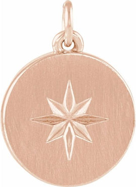 14K White Gold Star Disc Pendant
