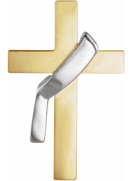 14K Yellow/White Gold Deacon's Cross Lapel Pin