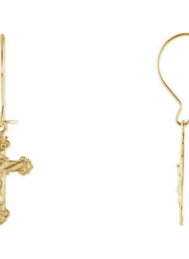 14K Yellow Gold 25x9 mm Crucifix Earring