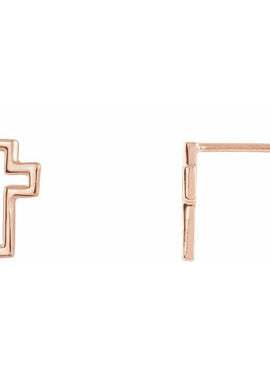 14K White Gold Open Cross Earring