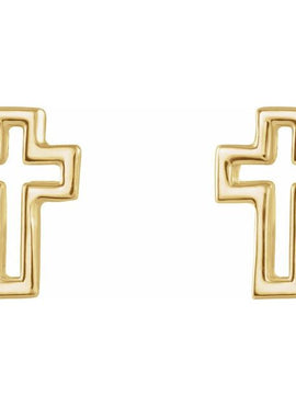 14K White Gold Open Cross Earring