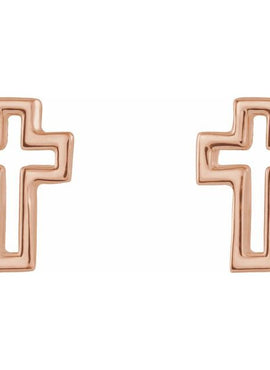 14K White Gold Open Cross Earring