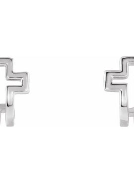 14K Rose Gold Open Cross J-Hoop Earrings