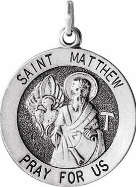 Sterling Silver 22 mm Round St. Matthew Medal 24