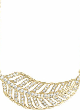 14K Yellow Gold 3/8 CTW Natural Diamond Leaf 16-18