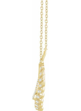 14K Yellow Gold 3/8 CTW Natural Diamond Leaf 16-18