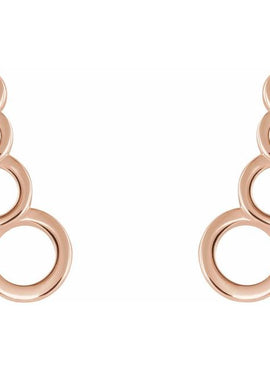 14K White Gold Geometric Ear Climbers