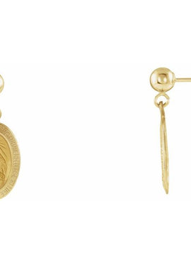 14K Yellow Gold 12x9 mm Miraculous Dangle Earrings