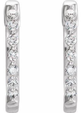 14K Yellow Gold 1/5 CTW Natural Diamond Hinged 15.25 mm Hoop Earrings