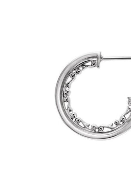 14K White Gold  Vintage-Inspired 16 mm Hoop Earrings