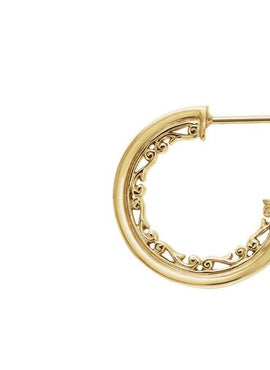 14K White Gold  Vintage-Inspired 16 mm Hoop Earrings
