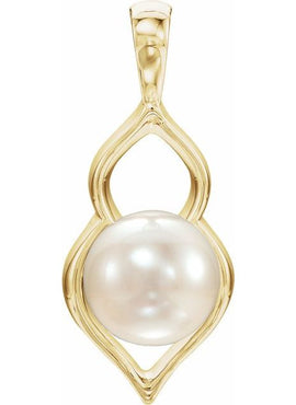 14K White Gold Cultured White Freshwater Pearl Pendant