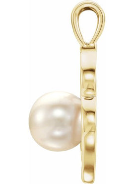 14K White Gold Cultured White Freshwater Pearl Pendant
