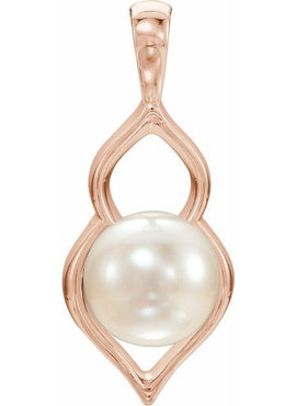 14K White Gold Cultured White Freshwater Pearl Pendant