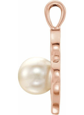 14K White Gold Cultured White Freshwater Pearl Pendant