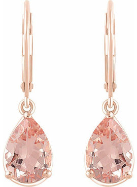 14K Rose Gold Natural Pink Morganite Earrings