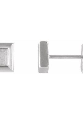 14K White Gold 5.4 mm Square Petite Earrings