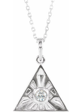 14K White Gold 1/10 CTW Natural Diamond Eye of Providence Pendant