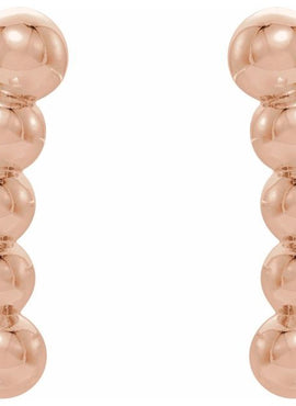 14K White Gold Curved Beaded Earrings
