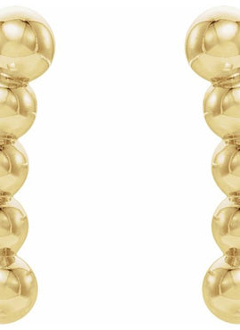 14K White Gold Curved Beaded Earrings
