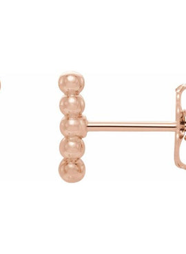 14K White Gold Curved Beaded Earrings