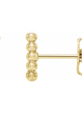 14K White Gold Curved Beaded Earrings