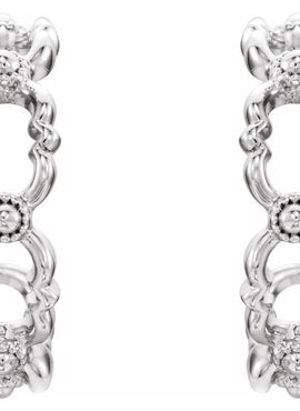 14K White Gold Quatrefoil 12 mm Hoop Earrings