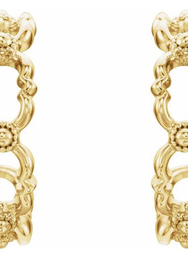 14K White Gold Quatrefoil 12 mm Hoop Earrings