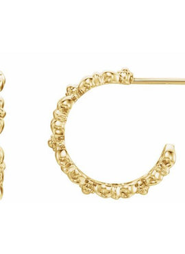 14K White Gold Quatrefoil 12 mm Hoop Earrings