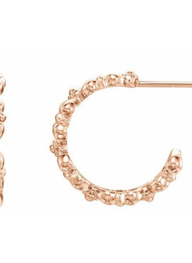14K White Gold Quatrefoil 12 mm Hoop Earrings