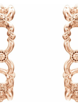 14K White Gold Quatrefoil 12 mm Hoop Earrings
