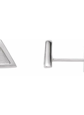 14K White Gold Petite Triangle Earrings