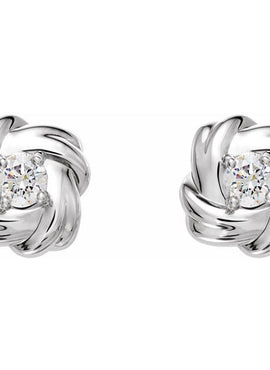 14K White Gold 1/5 CTW Natural Diamond Knot Earrings