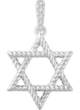 14K White Gold .025 CTW Natural Diamond Star of David Pendant